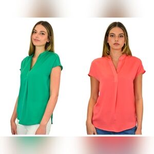 Renuar Women's XS Short Sleeve Air Flow Top Corally Pink Or Jade Green